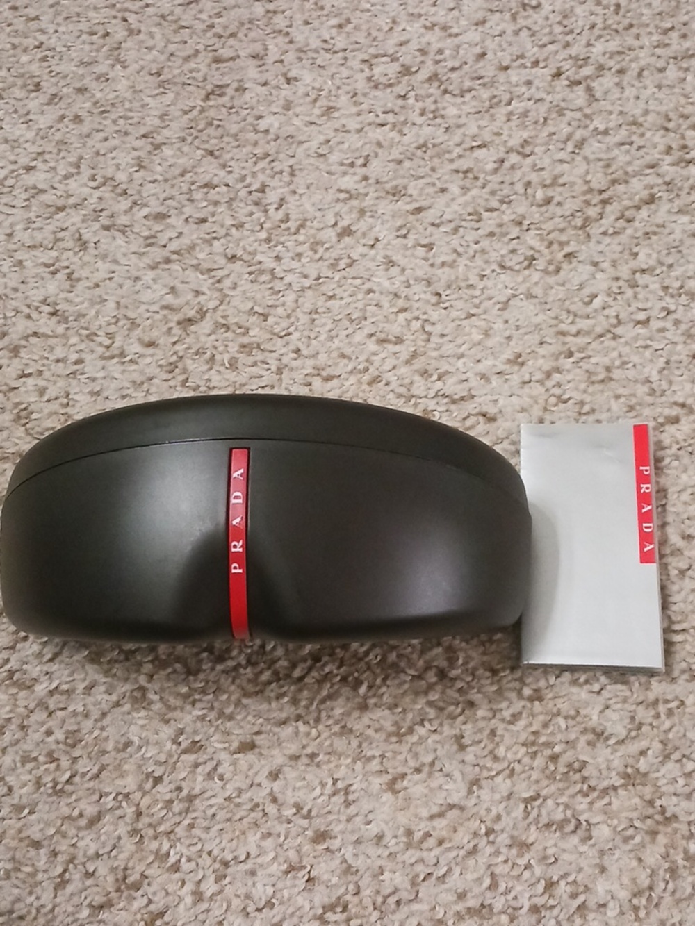PRADA Sunglasses Hard Case Shell Black With Red Accent